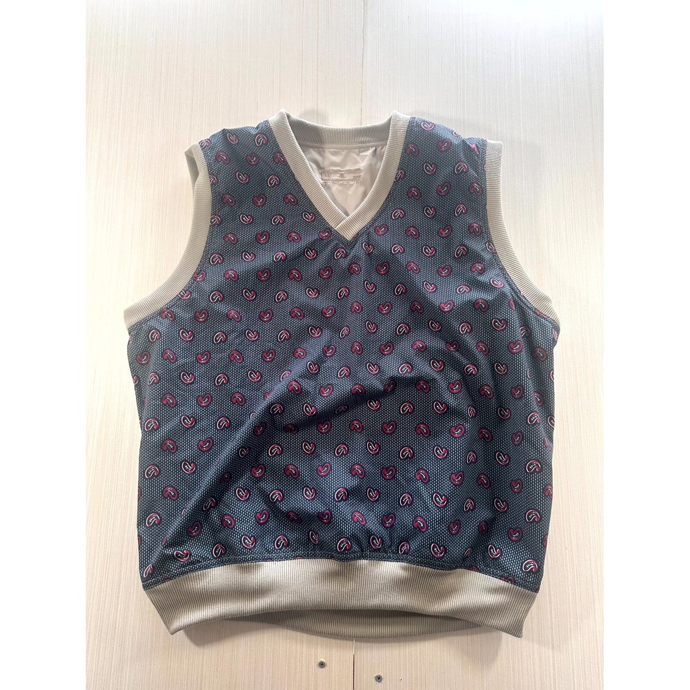 Tincup Vest Sweater Men Large Gray Paisley V-Neck Sleeveless Pullover Ribbed Hem
